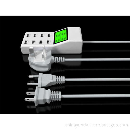 New Brand 8 Port USB Mobile Phone Charger with LCD 5V 9.2A Output UK/EU/US Standard